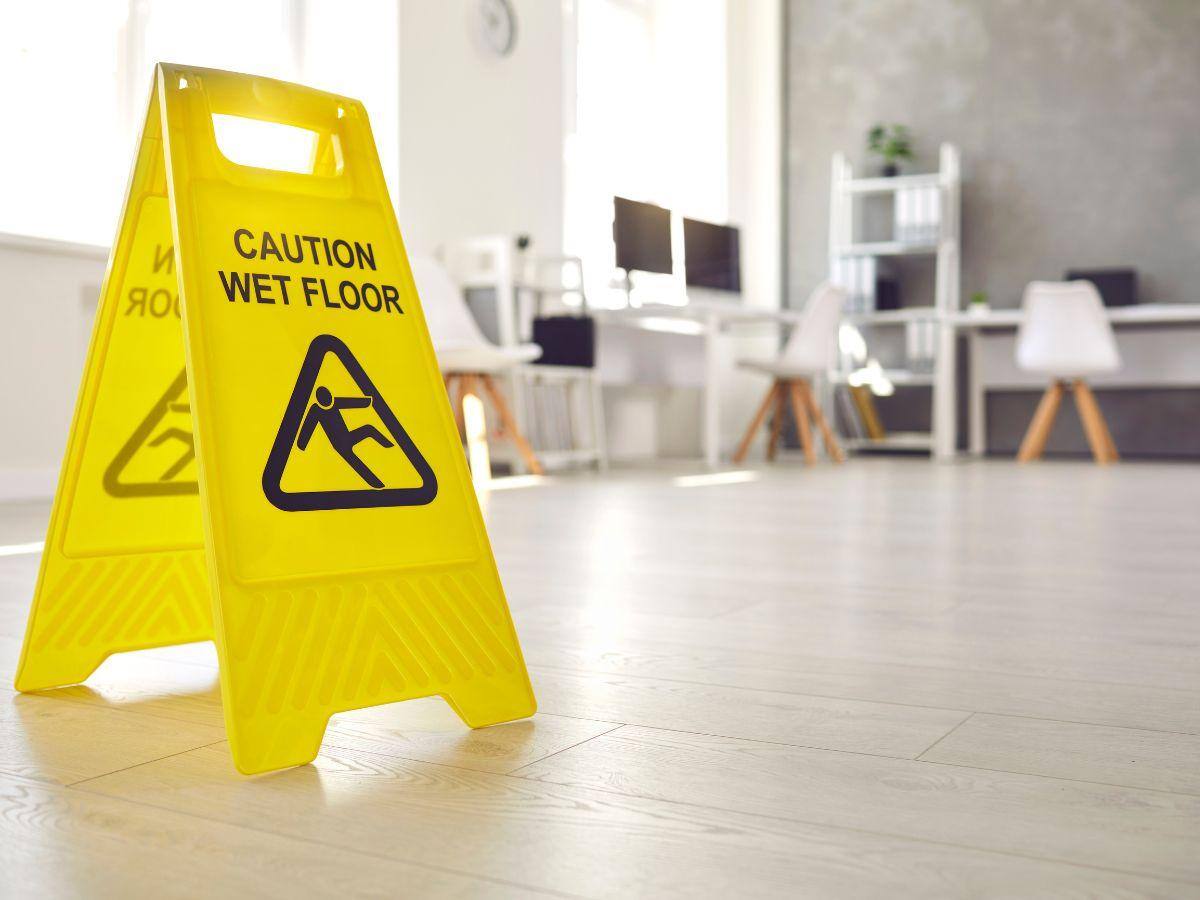 Yellow-Wet-Floor-Sign-in-an-Atlanta-Office